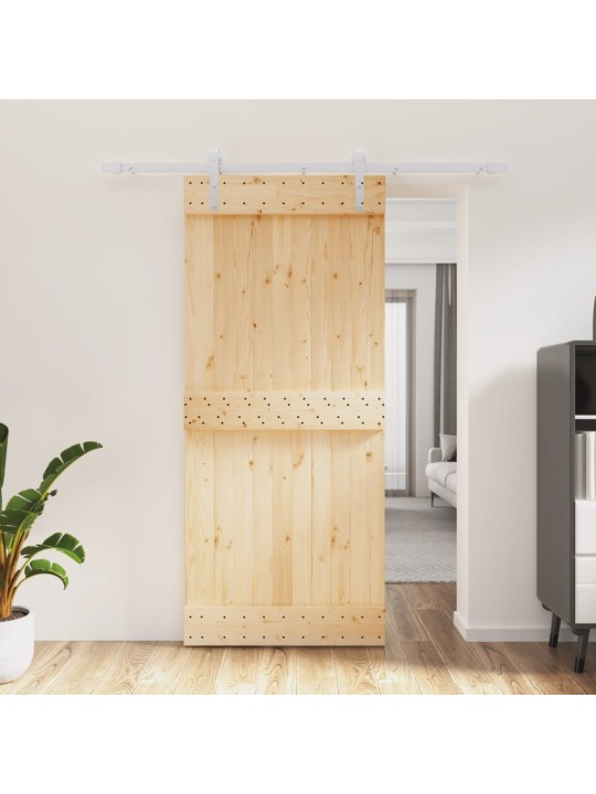 Bīdāmās durvis ar stiprinājumiem, 90x210 cm, priedes masīvkoks