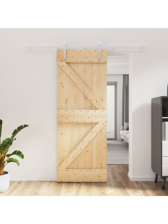 Bīdāmās durvis ar stiprinājumiem, 80x210 cm, priedes masīvkoks
