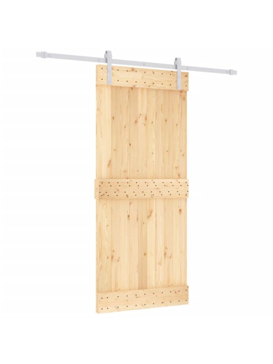 Bīdāmās durvis ar stiprinājumiem, 90x210 cm, priedes masīvkoks