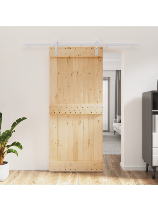 Bīdāmās durvis ar stiprinājumiem, 90x210 cm, priedes masīvkoks
