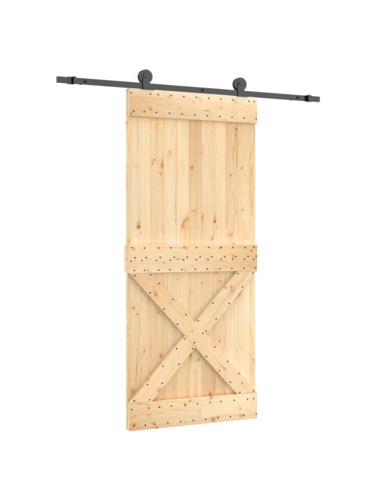 Bīdāmās durvis ar stiprinājumiem, 90x210 cm, priedes masīvkoks