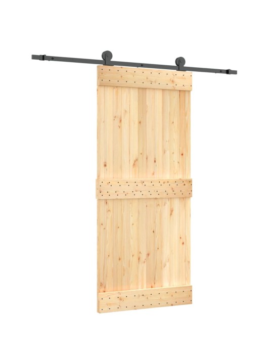Bīdāmās durvis ar stiprinājumiem, 90x210 cm, priedes masīvkoks