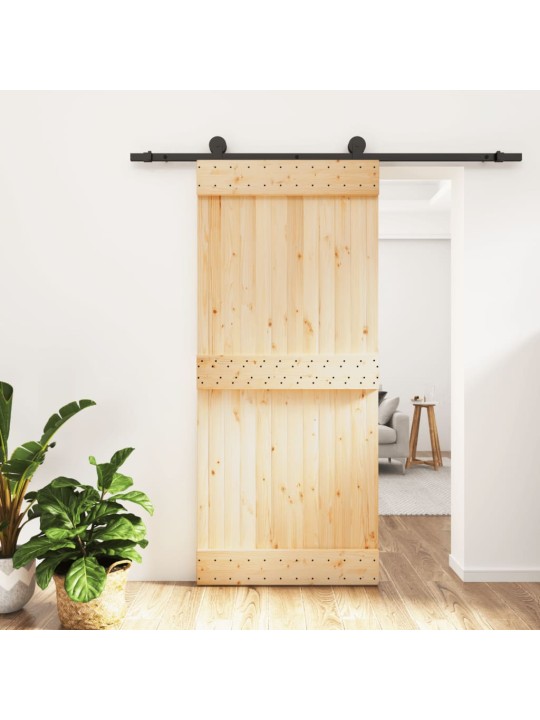 Bīdāmās durvis ar stiprinājumiem, 90x210 cm, priedes masīvkoks