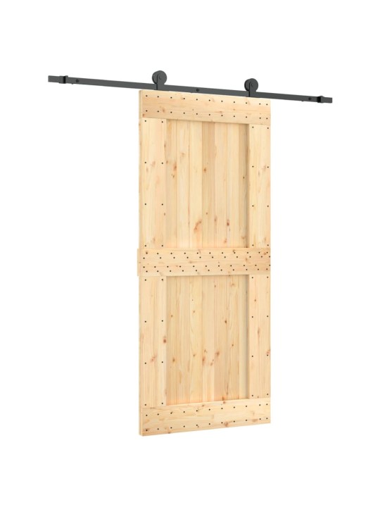 Bīdāmās durvis ar stiprinājumiem, 90x210 cm, priedes masīvkoks