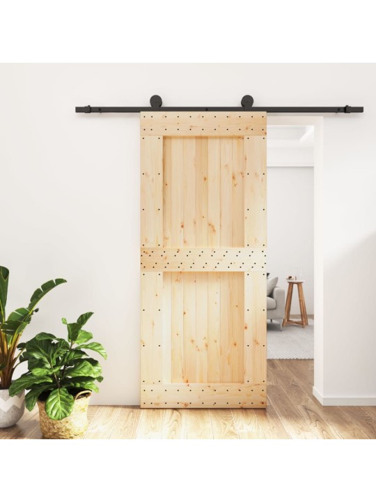 Bīdāmās durvis ar stiprinājumiem, 90x210 cm, priedes masīvkoks