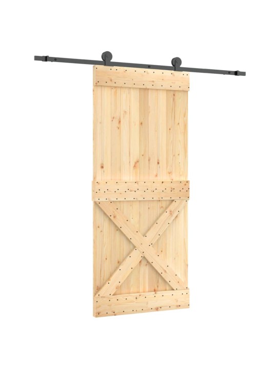 Bīdāmās durvis ar stiprinājumiem, 90x210 cm, priedes masīvkoks