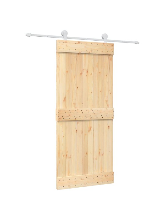 Bīdāmās durvis ar stiprinājumiem, 90x210 cm, priedes masīvkoks