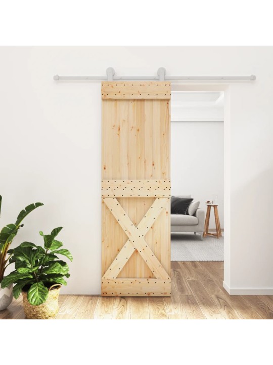 Bīdāmās durvis ar stiprinājumiem, 70x210 cm, priedes masīvkoks
