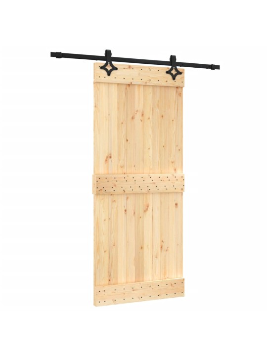 Bīdāmās durvis ar stiprinājumiem, 90x210 cm, priedes masīvkoks