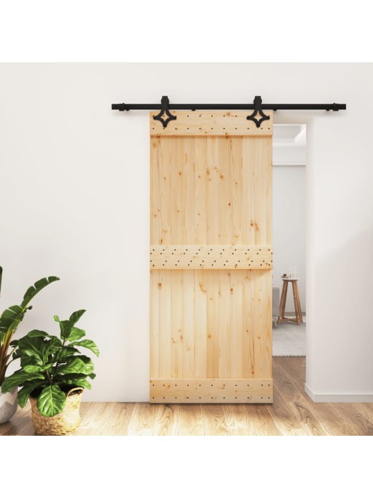 Bīdāmās durvis ar stiprinājumiem, 90x210 cm, priedes masīvkoks