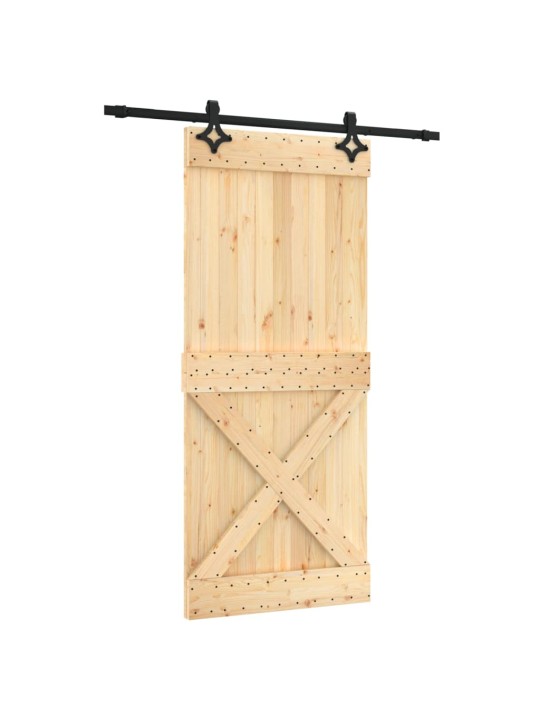 Bīdāmās durvis ar stiprinājumiem, 90x210 cm, priedes masīvkoks