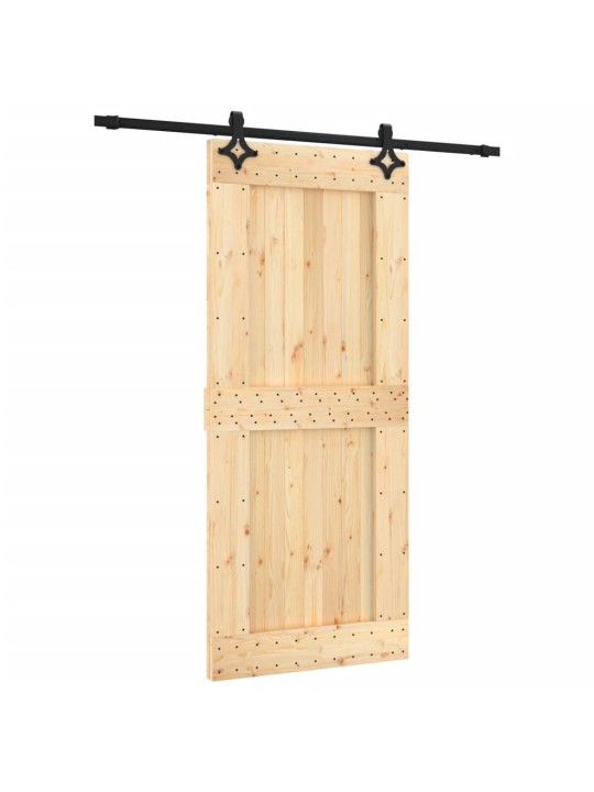 Bīdāmās durvis ar stiprinājumiem, 90x210 cm, priedes masīvkoks