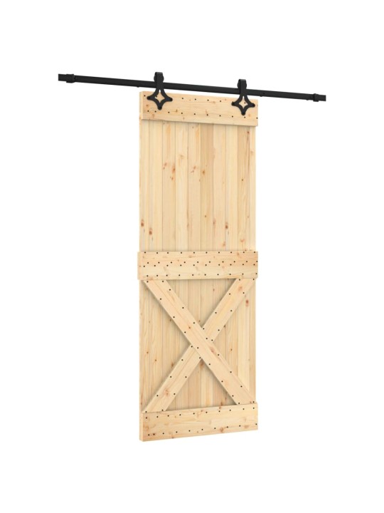 Bīdāmās durvis ar stiprinājumiem, 80x210 cm, priedes masīvkoks
