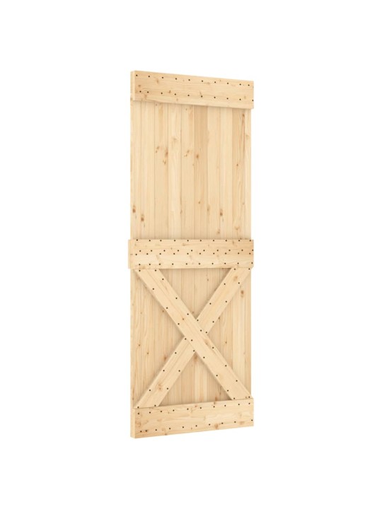 Bīdāmās durvis ar stiprinājumiem, 80x210 cm, priedes masīvkoks