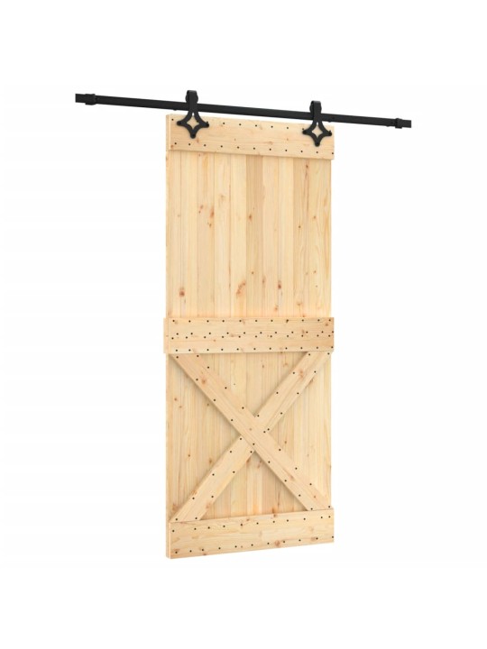 Bīdāmās durvis ar stiprinājumiem, 90x210 cm, priedes masīvkoks