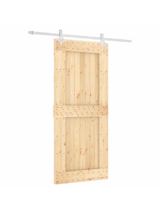 Bīdāmās durvis ar stiprinājumiem, 90x210 cm, priedes masīvkoks