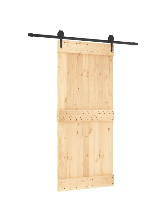 Bīdāmās durvis ar stiprinājumiem, 90x210 cm, priedes masīvkoks
