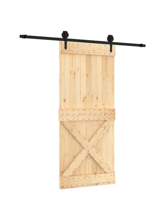 Bīdāmās durvis ar stiprinājumiem, 90x210 cm, priedes masīvkoks