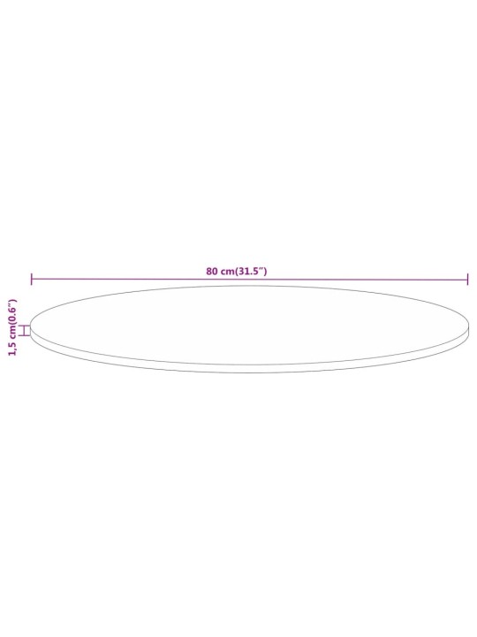 Galda virsma, ø 80x1,5 cm, apaļa, pārstrādāts masīvkoks