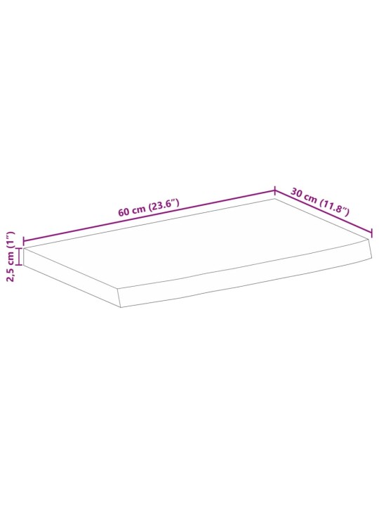 Galda virsma, 60x30x2,5 cm, mango masīvkoks