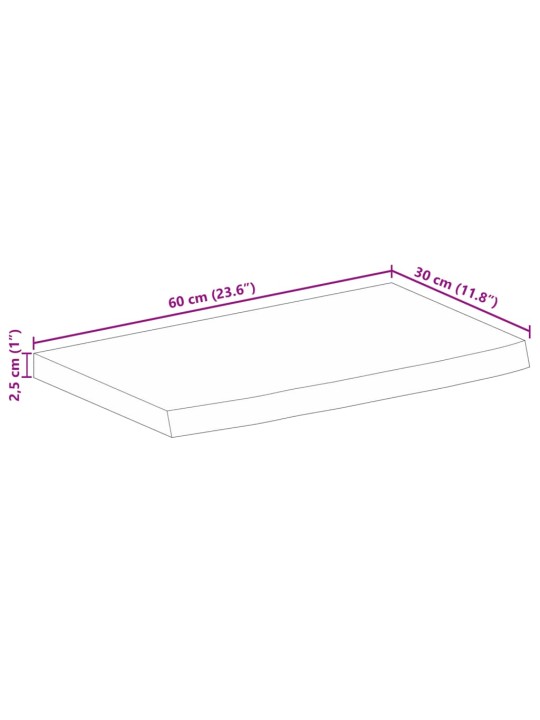 Galda virsma, 60x30x2,5 cm, mango masīvkoks