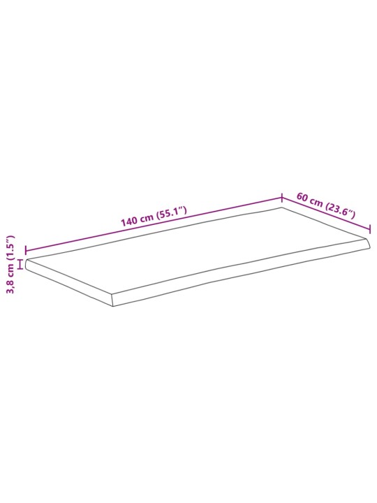 Galda virsma, 140x60x3,8 cm, mango masīvkoks