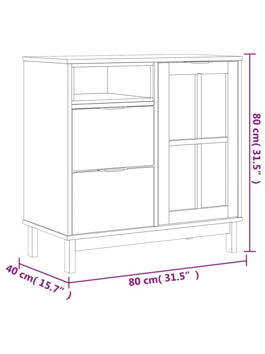 Kumode ar stikla durvīm flam, 80x40x80 cm, priede