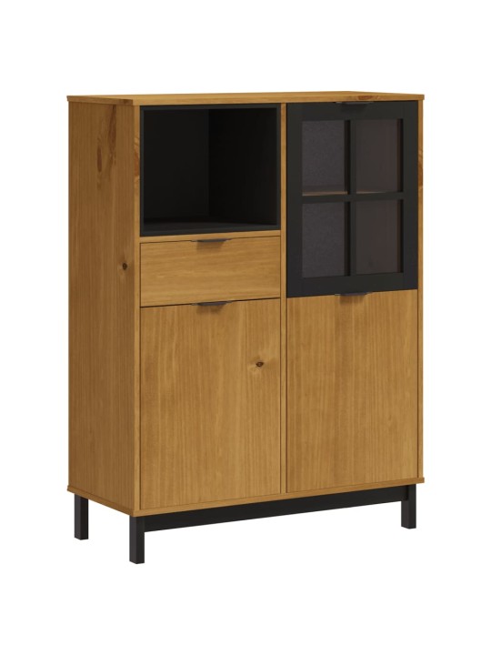 Kumode ar stikla durvīm flam, 92x40x122,5 cm, priede