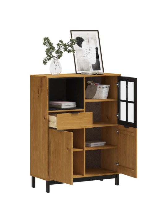 Kumode ar stikla durvīm flam, 92x40x122,5 cm, priede