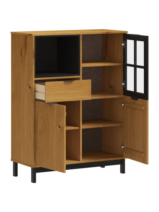 Kumode ar stikla durvīm flam, 92x40x122,5 cm, priede