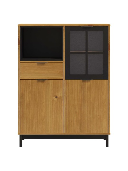 Kumode ar stikla durvīm flam, 92x40x122,5 cm, priede