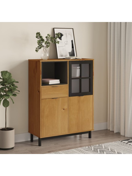 Kumode ar stikla durvīm flam, 92x40x122,5 cm, priede