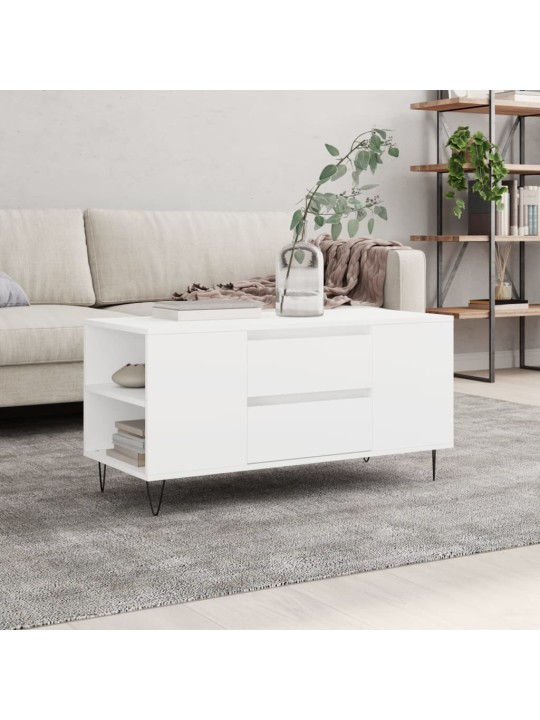 Kafijas galdiņš, balts, 102x44,5x50 cm, inženierijas koks