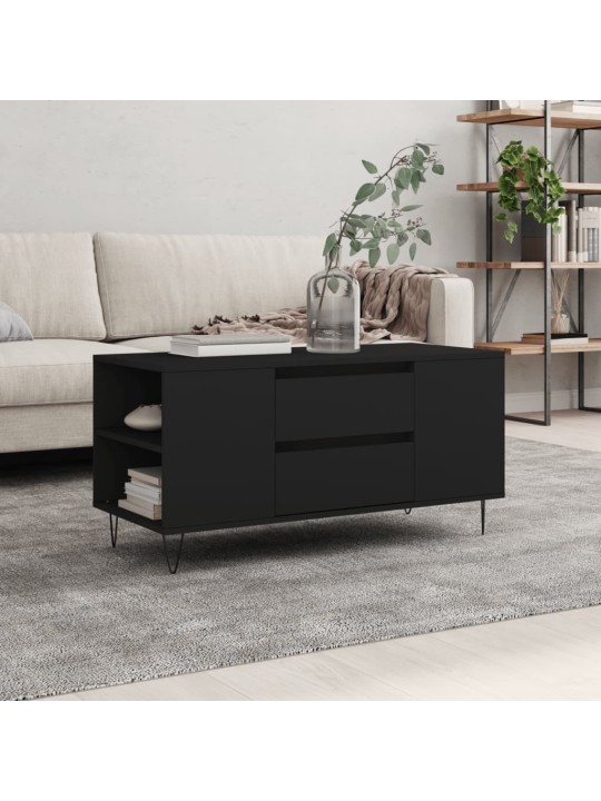 Kafijas galdiņš, melns, 102x44,5x50 cm, inženierijas koks