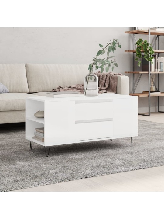 Kafijas galdiņš, balts, 102x44,5x50 cm, inženierijas koks