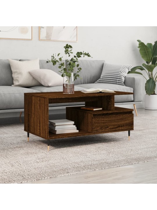 Kafijas galdiņš, ozolkoka krāsa, 90x49x45 cm, inženierijas koks