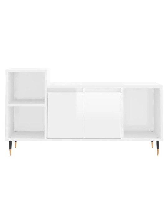 TV skapītis, spīdīgi balts, 100x35x55 cm, inženierijas koks