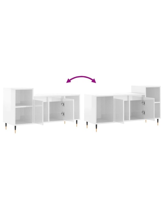 TV skapītis, spīdīgi balts, 100x35x55 cm, inženierijas koks