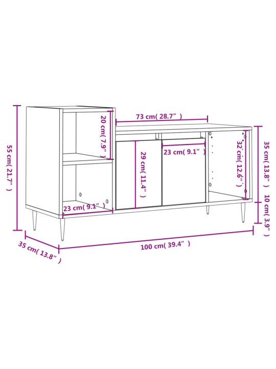 Tv skapītis, ozolkoka krāsa, 100x35x55 cm, inženierijas koks