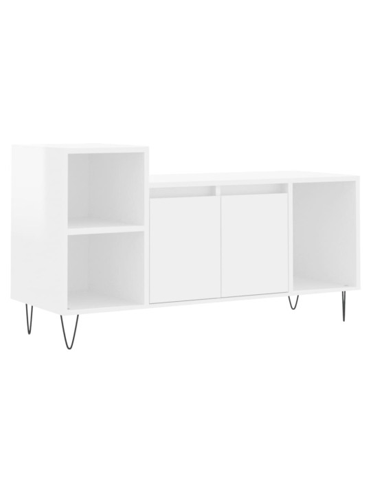 Tv skapītis, spīdīgi balts, 100x35x55 cm, inženierijas koks