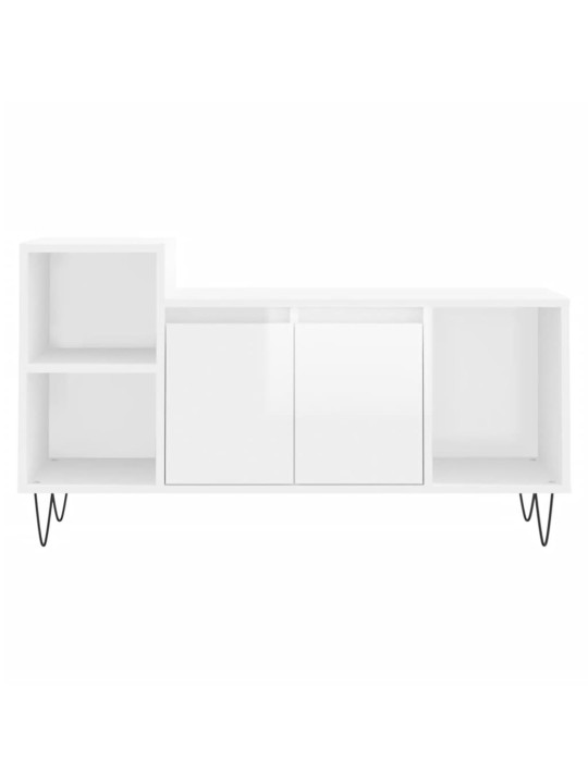 Tv skapītis, spīdīgi balts, 100x35x55 cm, inženierijas koks