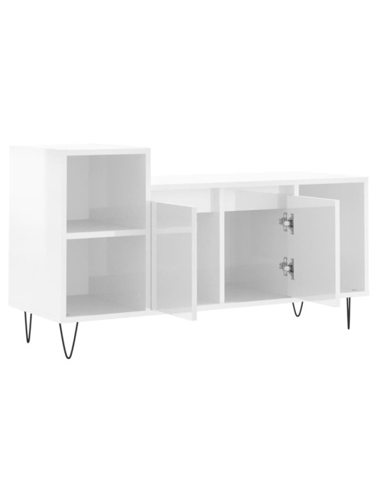 Tv skapītis, spīdīgi balts, 100x35x55 cm, inženierijas koks