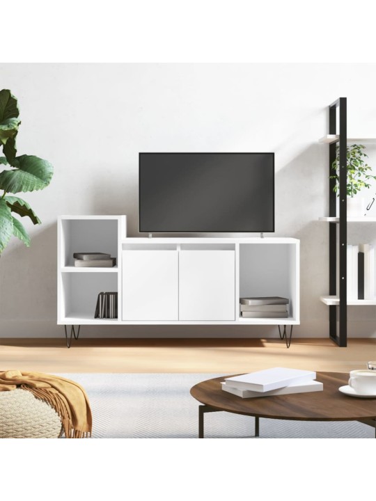 Tv skapītis, spīdīgi balts, 100x35x55 cm, inženierijas koks