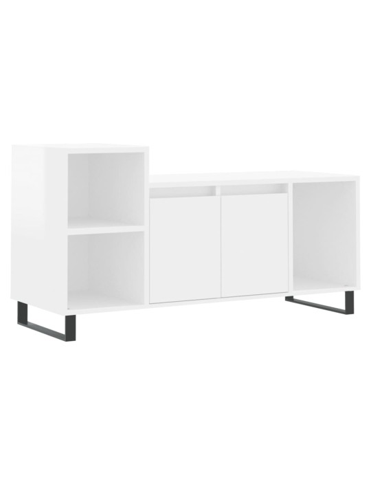 Tv skapītis, spīdīgi balts, 100x35x55 cm, inženierijas koks