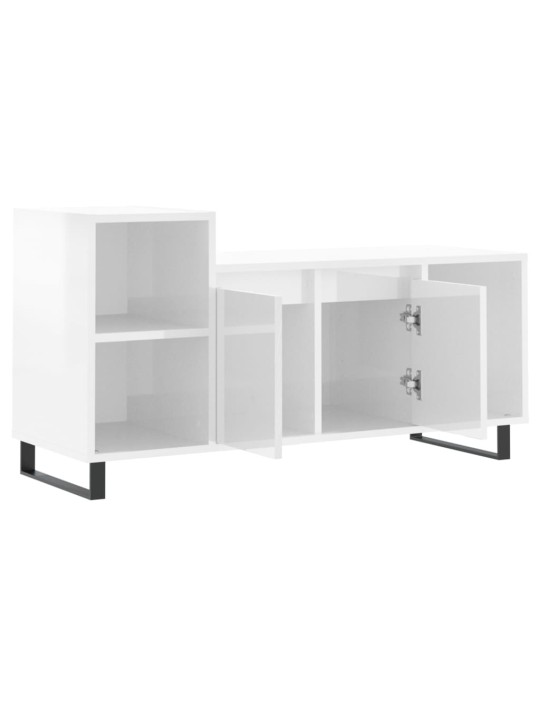 Tv skapītis, spīdīgi balts, 100x35x55 cm, inženierijas koks
