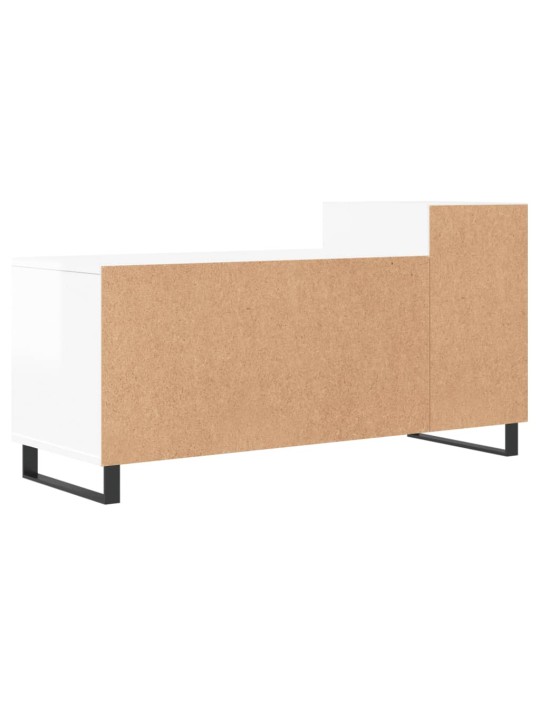 Tv skapītis, spīdīgi balts, 100x35x55 cm, inženierijas koks