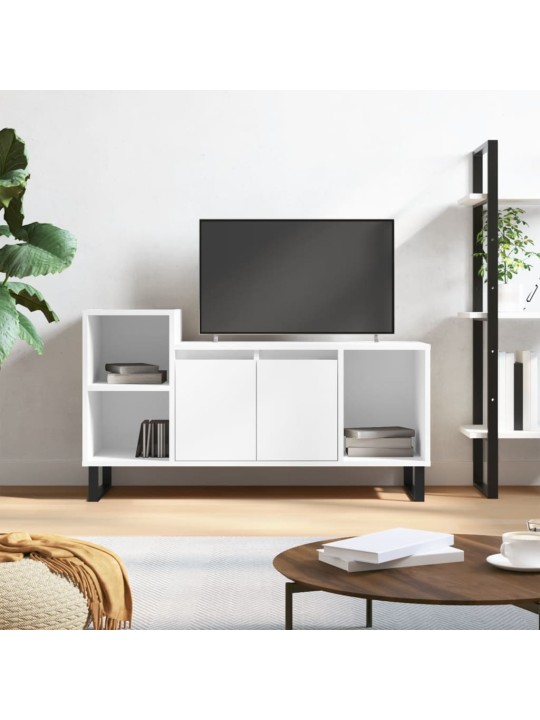 Tv skapītis, spīdīgi balts, 100x35x55 cm, inženierijas koks