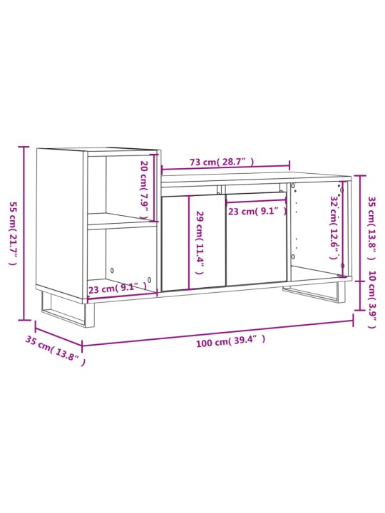 Tv skapītis, ozolkoka krāsa, 100x35x55 cm, inženierijas koks