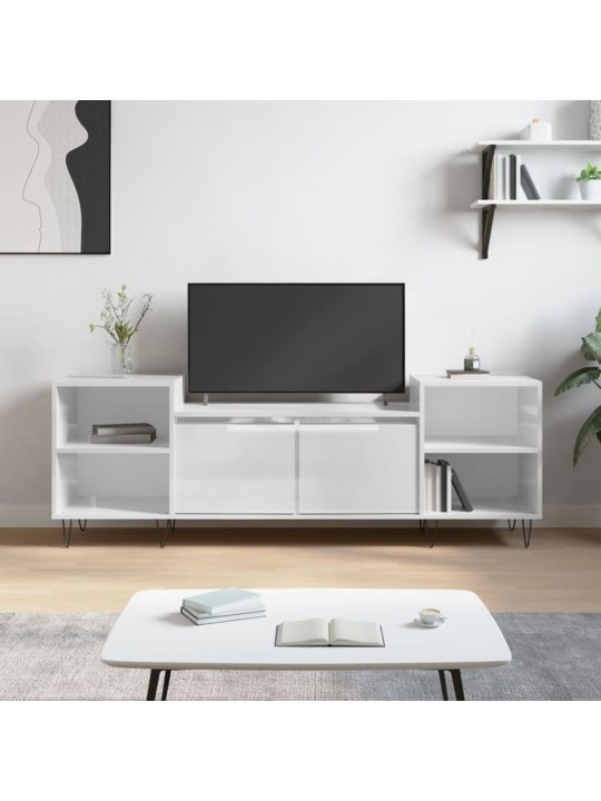 Tv skapītis, spīdīgi balts, 160x35x55 cm, inženierijas koks