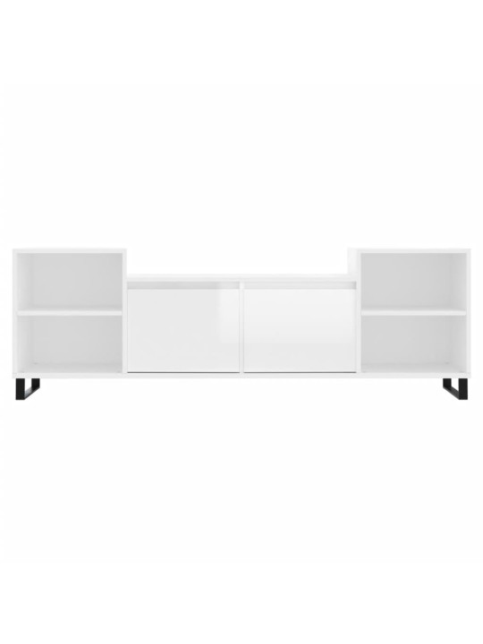 Tv skapītis, spīdīgi balts, 160x35x55 cm, inženierijas koks